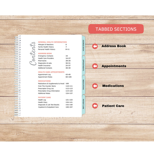 Health Journal in larger print • Guided Medical Journal, Diary