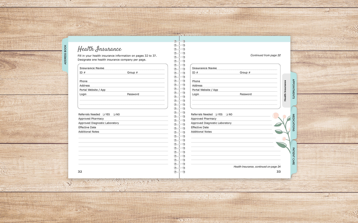 Health Journal in larger print • Guided Medical Journal, Diary