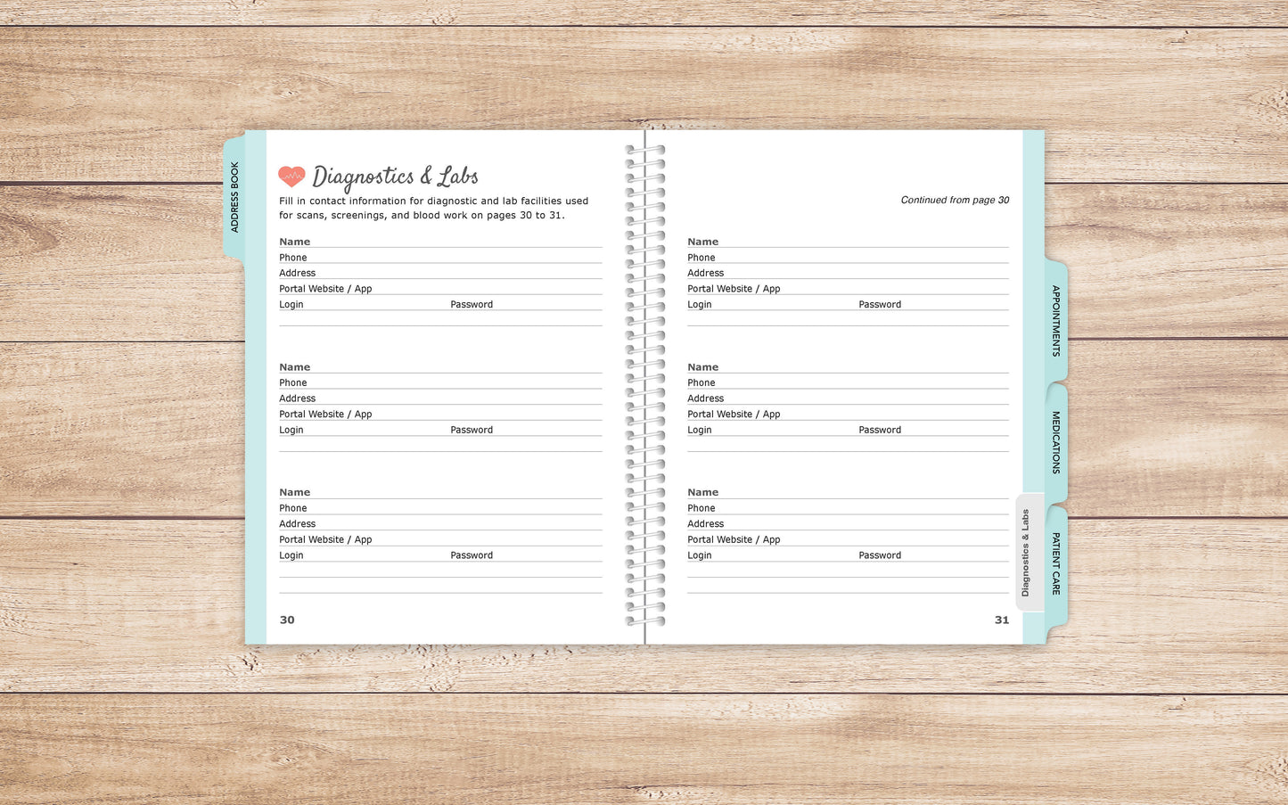 Health Journal in larger print • Guided Medical Journal, Diary