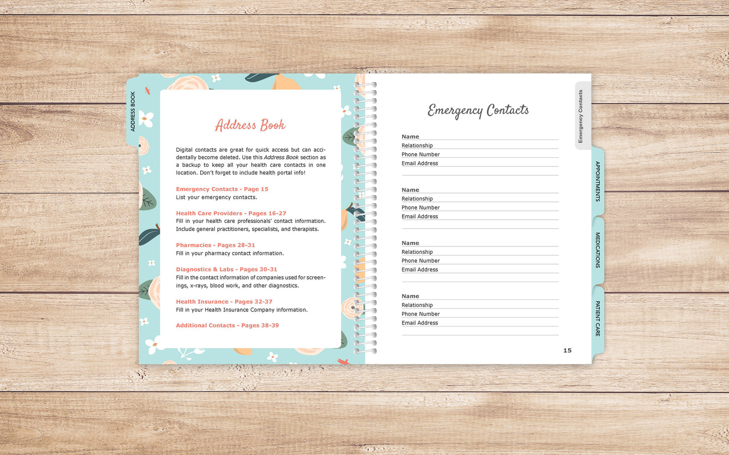 Health Journal in larger print • Guided Medical Journal, Diary