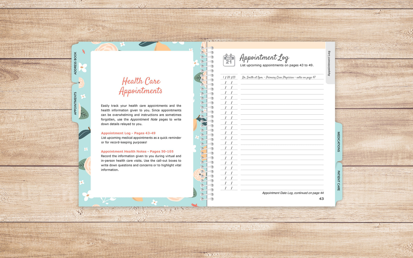 Health Journal in larger print • Guided Medical Journal, Diary