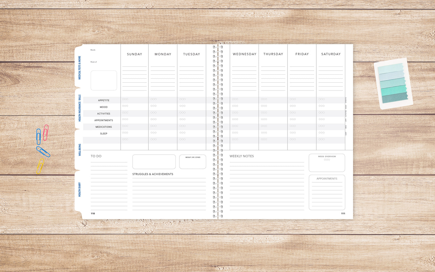 Health & Wellness Journal • Guided Medical Journal, Diary and Undated Planner